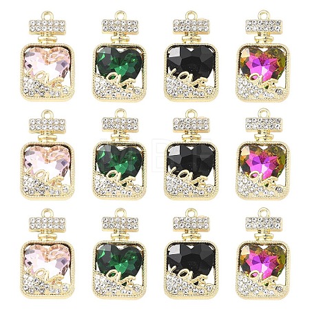 12Pcs 4 Colors Alloy Rhinestone Pendants FIND-YW0011-80-1