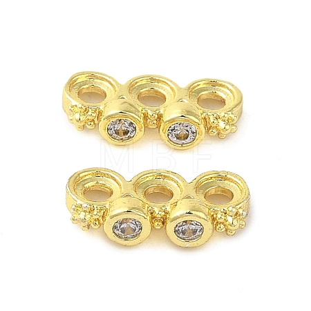 Rack Plating Brass Pave Clear Cubic Zirconia Spacer Bars KK-B088-11B-G-1