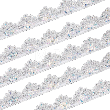 10 Yards Sparkle Polyamide Wavy Flower Lace Trim OCOR-WH20022-023B-1