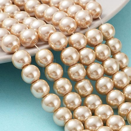 Baking Paint Pearlized Glass Pearl Round Bead Strands HY-Q330-8mm-42-1