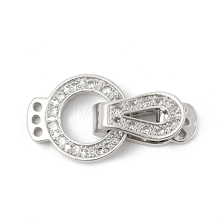 Brass Micro Pave Clear Cubic Zirconia Fold Over Clasps KK-P299-07P-1