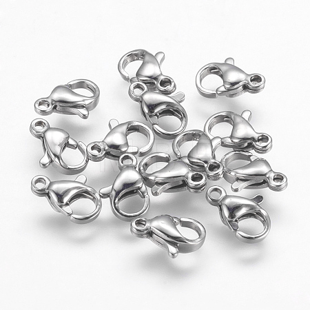 Tarnish Resistant 304 Stainless Steel Lobster Claw Clasps STAS-F125-10x6mm-P-1