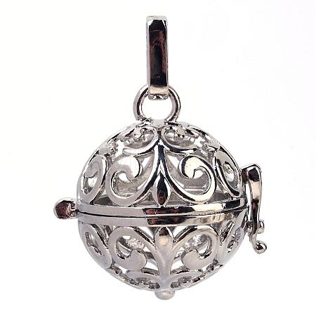 Rack Plating Brass Cage Pendants KK-S751-021P-1