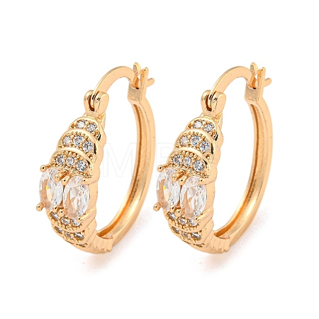 Brass Micro Pave Clear Cubic Zirconia Hoop Earrings EJEW-A107-05D-KCG-1