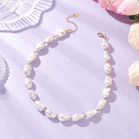 Natural Baroque Pearl Keshi Pearl Beaded Necklaces for Women NJEW-JN05870-1