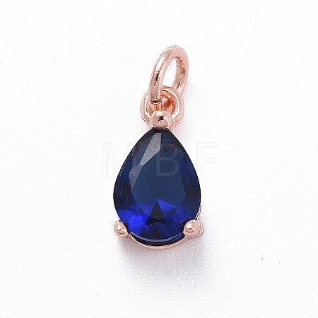 Brass Micro Pave Cubic Zirconia Pendants ZIRC-E164-64RG-B-1