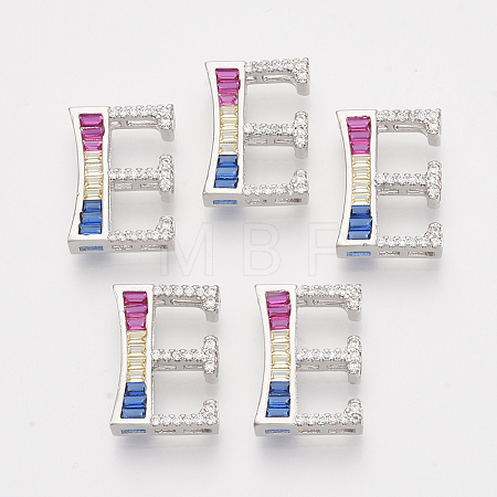 Brass Cubic Zirconia Slide Charms ZIRC-S063-01E-P-1