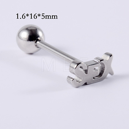 Word SEX 304 Stainless Steel Straight Barbell 15 Gauge Piercing Tongue Rings for Women Men WG8A634-04-1
