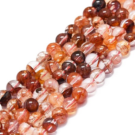 Natural Red Hematoid Quartz/Ferruginous Quartz Beads Strands G-K245-A01-02-1