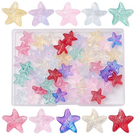50Pcs 9 Colors Transparent Spray Painted Glass Beads GLAA-YW0001-96-1