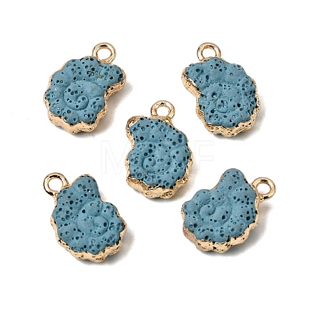 Dyed Synthetic Lava Rock Pendants G-P614-05G-09-1