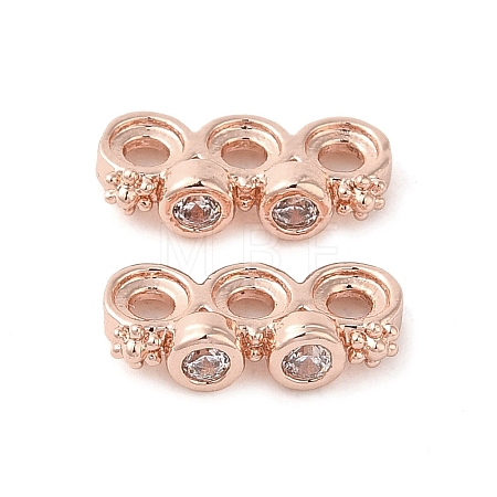 Rack Plating Brass Pave Clear Cubic Zirconia Spacer Bars KK-B088-11B-RG-1