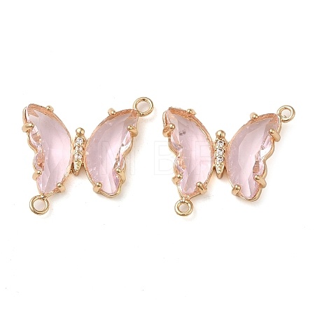 Brass Pave Faceted Glass Connector Charms X-FIND-Z020-04I-1