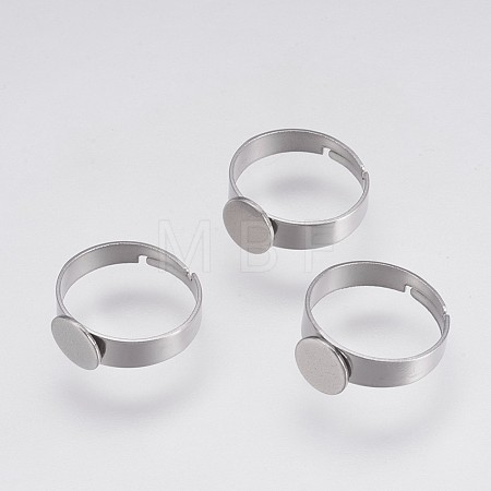 Tarnish Resistant Adjustable 304 Stainless Steel Pad Ring Settings X-STAS-I088-I-01P-1