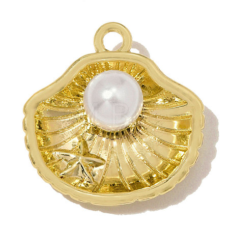 Zinc Alloy & ABS Plastic Imitation Pearl Charms AL-OY001-21G-1