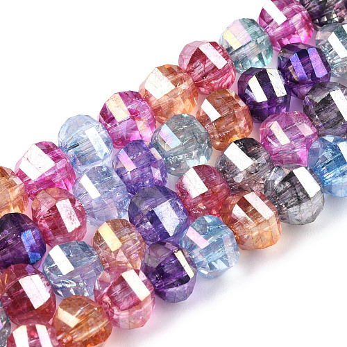 Transparent Electroplate Glass Beads Strands EGLA-N006-078I-1