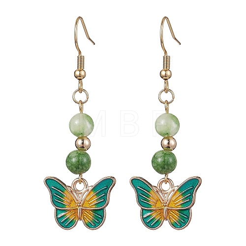 Real 18K Gold Plated Alloy Enamel Dangle Earrings EJEW-JE05667-04-1