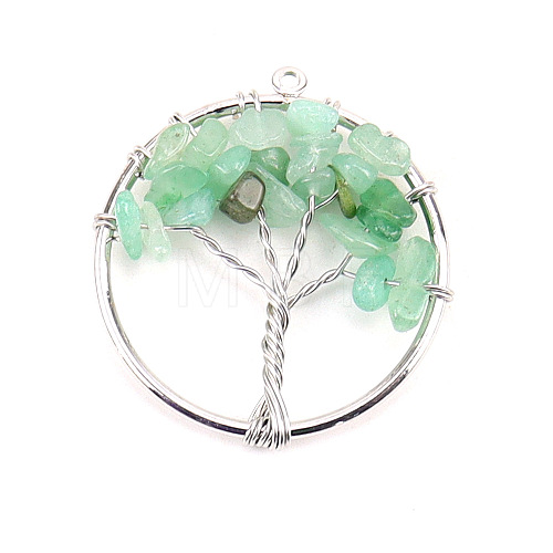 Natural Green Aventurine Tree fo Life Pendants WG82707-08-1