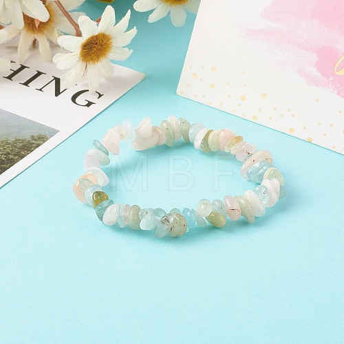 Natural Morganite Chip Beads Stretch Bracelets for Children BJEW-JB06388-10-1