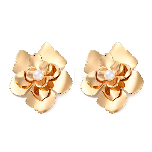 Alloy Flower Stud Earrings for Women EJEW-U028-14G-1