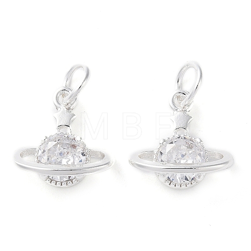 Rack Plating Brass Micro Pave Clear Cubic Zirconia Charms KK-D097-03S-1