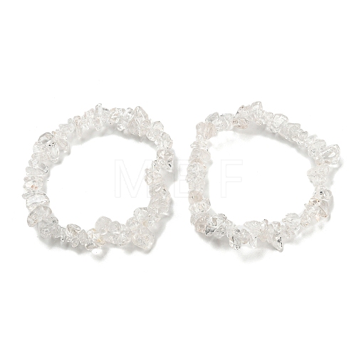 Natural Quartz Crystal Chip Beaded Stretch Bracelet G-H294-01B-06-1