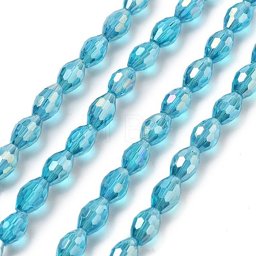 Transparent Electroplate Glass Beads Strands EGLA-A037-T6x8mm-B16-1