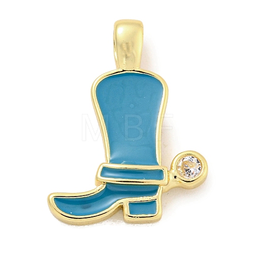 Brass with Cubic Zirconia with Enamel Pendant KK-Q814-22G-05-1