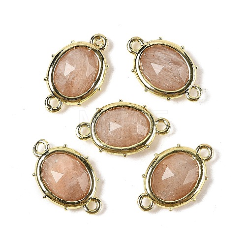 Natural Sunstone Faceted Oval Connector Charms G-I382-04G-03-1