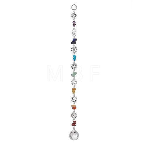 Teardrop Glass with Alloy Pendant Decoraton HJEW-JM02156-1