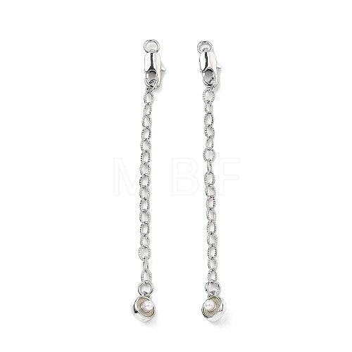 Brass Enamel ABS Imtation Pearl End with Chain KK-B129-27P-01-1