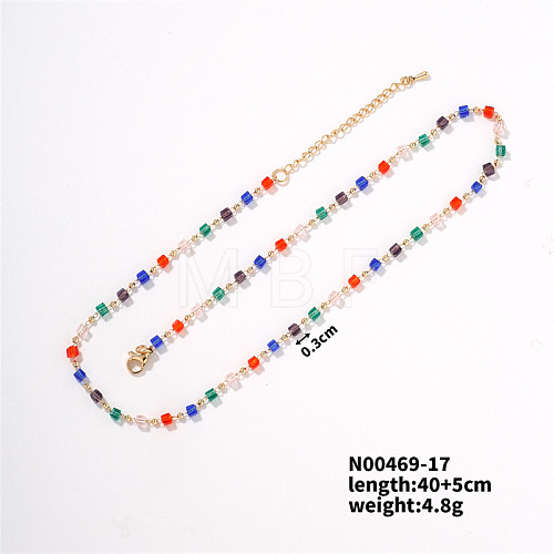 Colorful Crystal Necklace with Simple and Elegant Design for Fashionable Women. LC0921-4-1