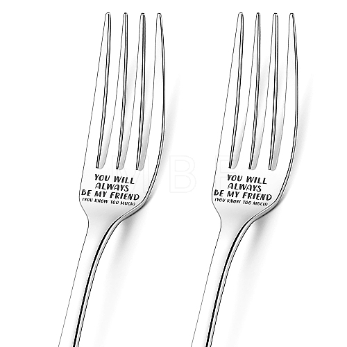 Globleland Word Pattern 304 Stainless Steel Fork AJEW-GL0001-17E-1