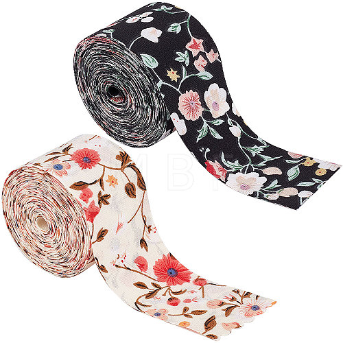 Gorgecraft 10 Yards 2 Colors Flat Double-sided Printed Polyester Ribbon OCOR-GF0002-61-1