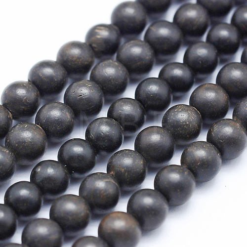 Natural Ebony Wood Beads Strands X-WOOD-P011-03-10mm-1