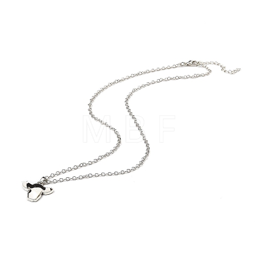 Zinc Alloy with Leather Pendant Necklces NJEW-Z034-01A-P-1