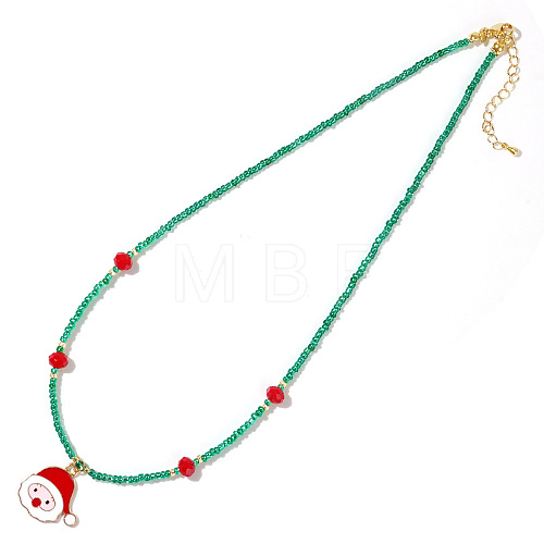 Christmas Glass Seed Beaded Necklaces SI5243-3-1