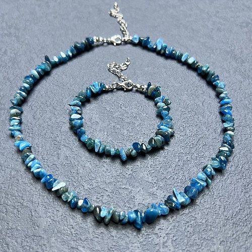 Natural Apatite Chip Beaded Necklaces for Women IW6789-41-1