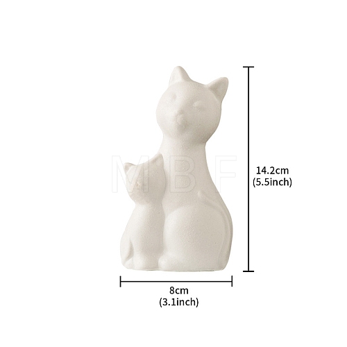 Double Cat Shape Porcelain Figurines Display Decorations PW-WGCA890-01-1