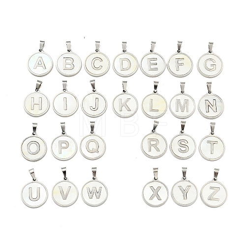 304 Stainless Steel with White Shell Pendants STAS-G268-01-P-1