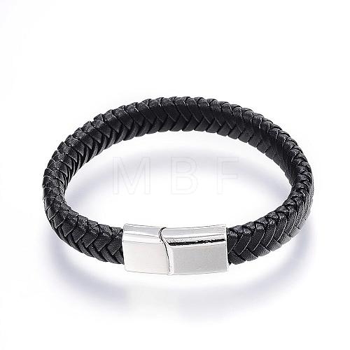 Braided Leather Cord Bracelets BJEW-P099-05B-1