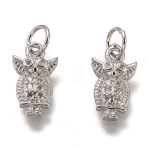 Brass Micro Pave Clear Cubic Zirconia Charms ZIRC-B002-54P-1