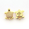 Brass Micro Pave Cubic Zirconia Tortoise Beads ZIRC-L007-42-2