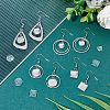 Unicraftale 12 Pairs 4 Style Glass Blank Dome Dangle Earrings EJEW-UN0002-21-6