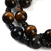 Natural Yellow Tiger Eye & Dyed Blue Tiger Eye 3-Hole Guru Beads Strands G-H064-E05-02A-4