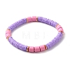 Natural Lava Rock & Polymer Clay Heishi Beads Stretch Bracelets Sets BJEW-JB07439-5