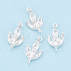Brass Pave Clear Cubic Zirconia Leaf Links Connector Charms KK-D024-08S-1
