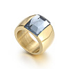 304 Stainless Steel & Glass Finger Rings FS-WGBA2F3-16-1