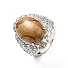 Natural Picture Jasper Adjustable Rings RJEW-P043-04P-24-4