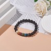 Natural Lava Rock Beaded Stretch Bracelet BJEW-TA00094-2